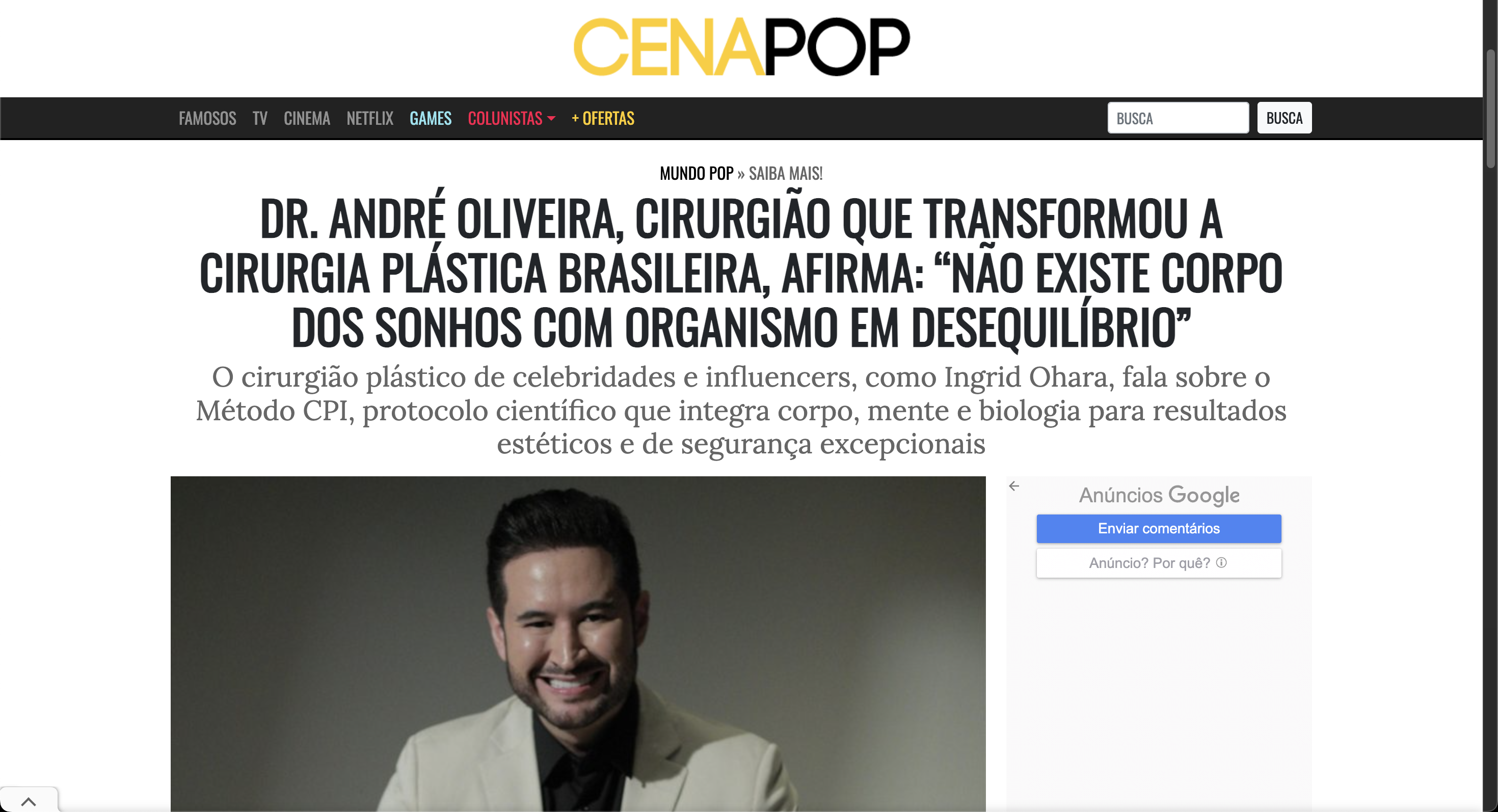 Matéria na imprensa sobre o Dr. André Oliveira