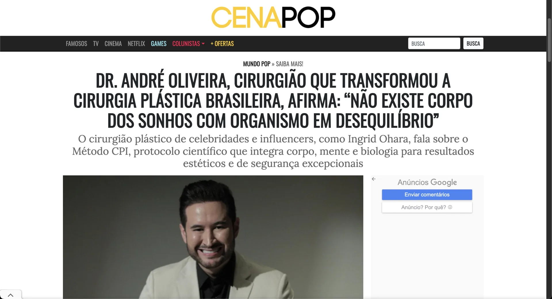 Matéria na imprensa sobre o Dr. André Oliveira