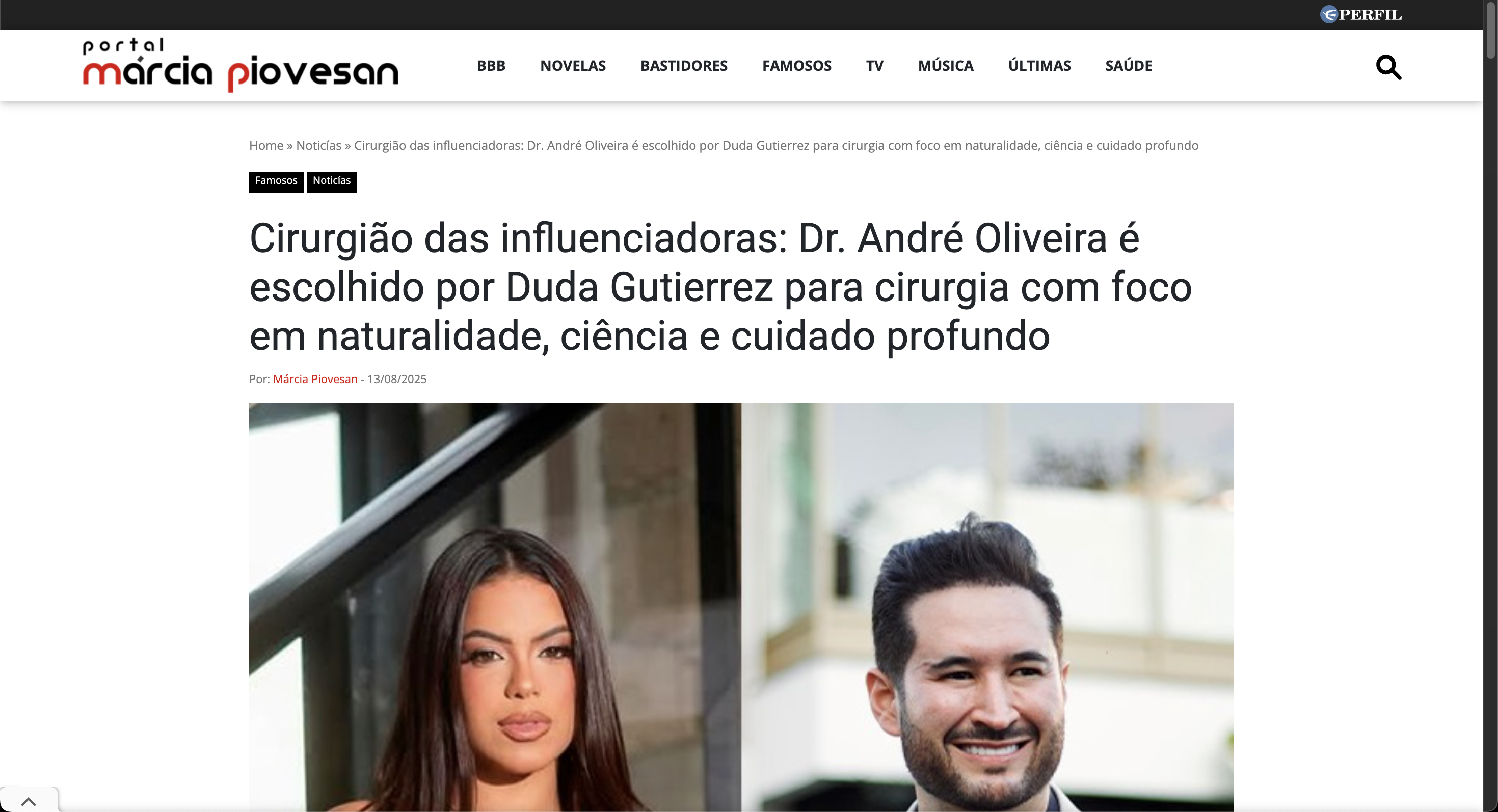 Matéria na imprensa sobre o Dr. André Oliveira