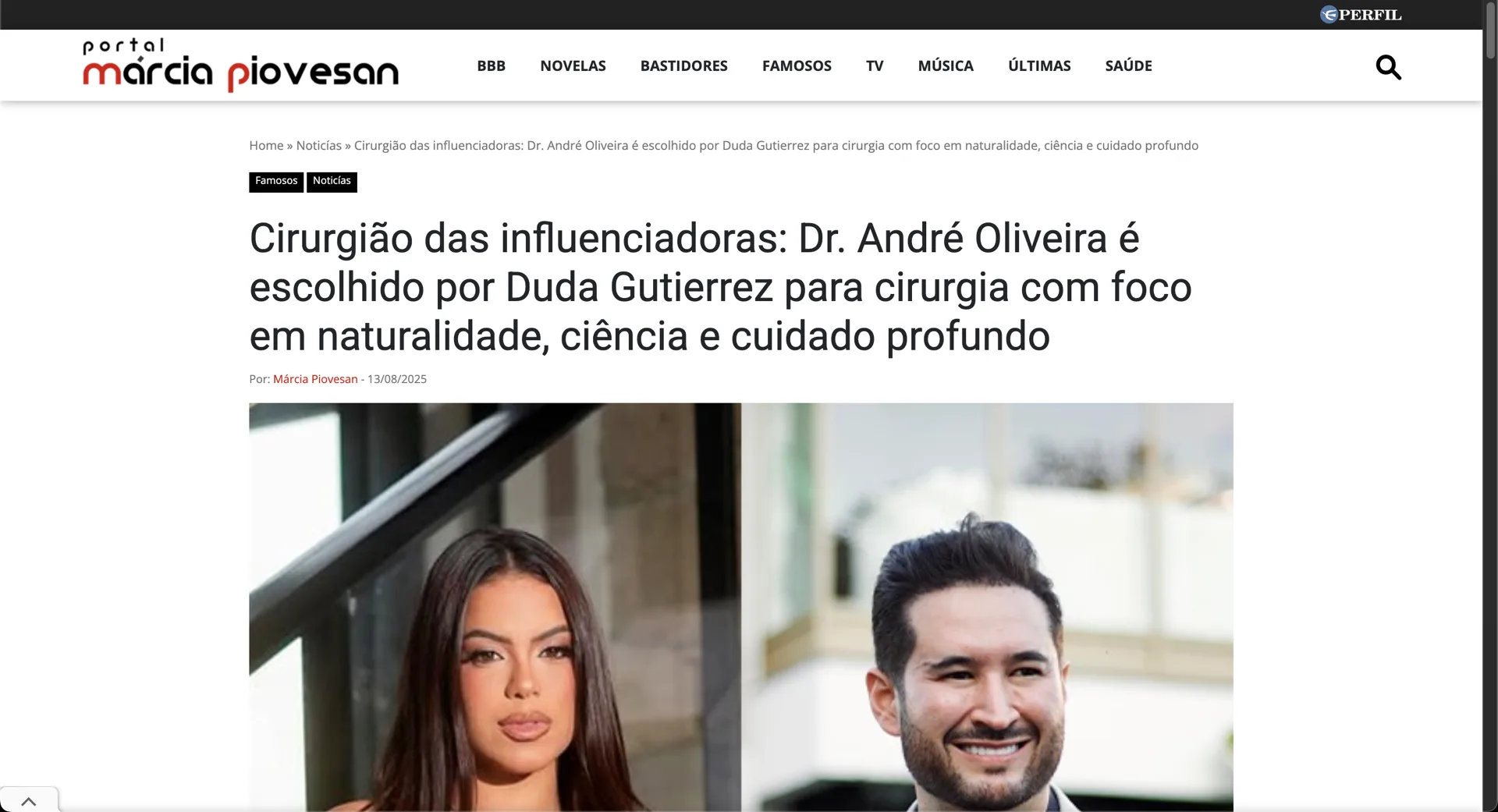 Matéria na imprensa sobre o Dr. André Oliveira