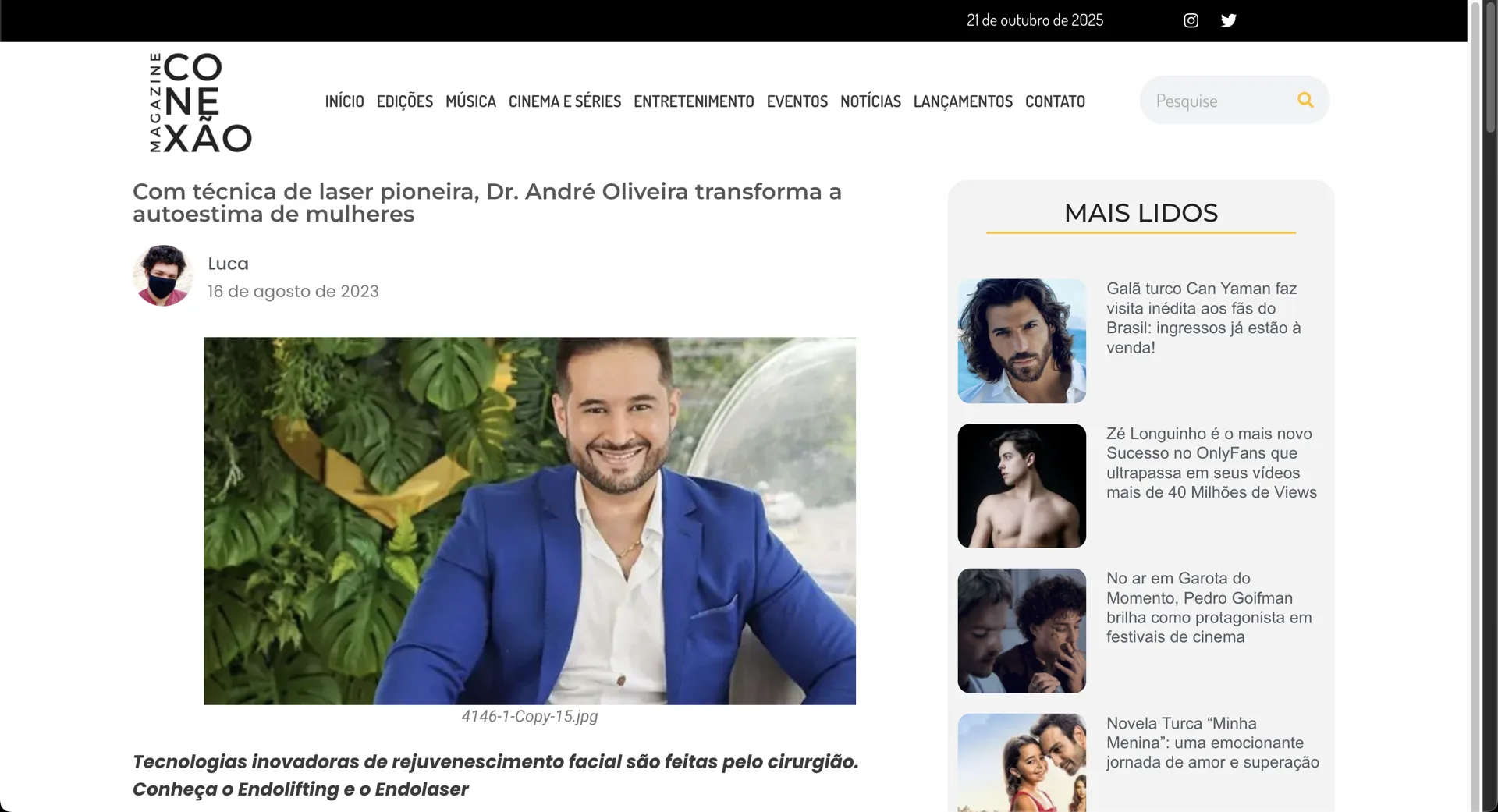 Matéria na imprensa sobre o Dr. André Oliveira